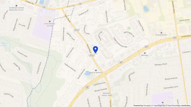 Mapa que muestra la ubicación de DaVita Smithtown Dialysis en 113 Terry Rd, Smithtown, NY 11787 — DachiPlus ofrece transporte médico aquí.
