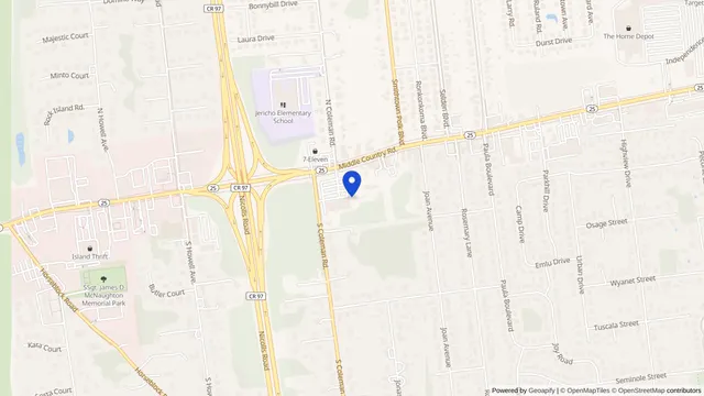 Mapa que muestra la ubicación de Fresenius Kidney Care Coram en 1500 Middle Country Rd, Centereach, NY 11720 — DachiPlus ofrece transporte médico aquí.