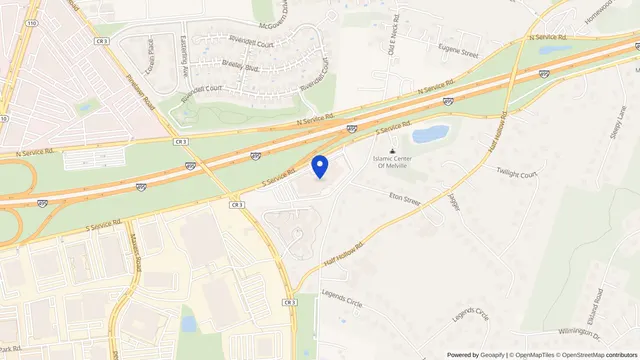 Mapa que muestra la ubicación de Huntington Hills Adult Day Health Care en 400 South Service Rd, Melville, NY 11747 — DachiPlus ofrece transporte médico aquí.