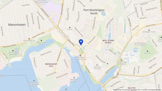 Mapa que muestra la ubicación de Long Island Alzheimer’s Foundation (Memory Lane Club) en 5 Channel Dr, Port Washington, NY 11050 — DachiPlus ofrece transporte médico aquí.