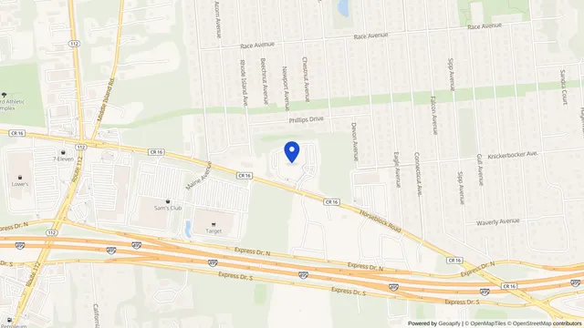 Mapa que muestra la ubicación de Medford Multicare Center en 3115 Horseblock Road, Medford, NY 11763 — DachiPlus ofrece transporte médico aquí.