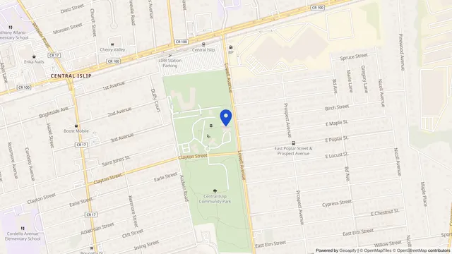 Mapa que muestra la ubicación de Middle Island Adult Day Health Services — West en 575 Clayton St, Central Islip, NY 11722 — DachiPlus ofrece transporte médico aquí.