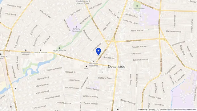 Mapa que muestra la ubicación de Oceanside Care Center en 2914 Lincoln Avenue, Oceanside, NY 11572 — DachiPlus ofrece transporte médico aquí.