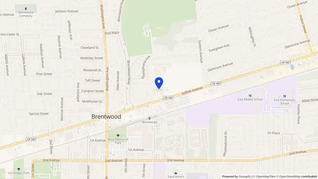 Mapa que muestra la ubicación de Ross Healthcare Center en 839 Suffolk Avenue, Brentwood, NY 11717 — DachiPlus ofrece transporte médico aquí.