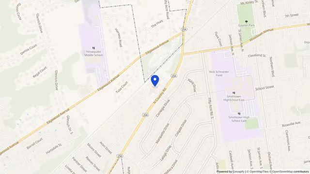 Mapa que muestra la ubicación de Smithtown Center for Rehab & Nursing en 391 North Country Road, Smithtown, NY 11787 — DachiPlus ofrece transporte médico aquí.