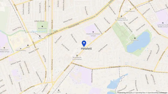 Mapa que muestra la ubicación de The Club — Alzheimer’s Senior Day Program en 1490 Broadway, Hewlett, NY 11557 — DachiPlus ofrece transporte médico aquí.