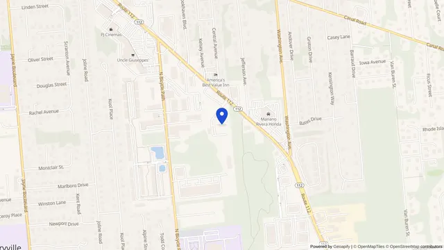 Mapa que muestra la ubicación de Woodhaven Manor Nursing Home en 1360 Route 112, Port Jefferson Station, NY 11776 — DachiPlus ofrece transporte médico aquí.