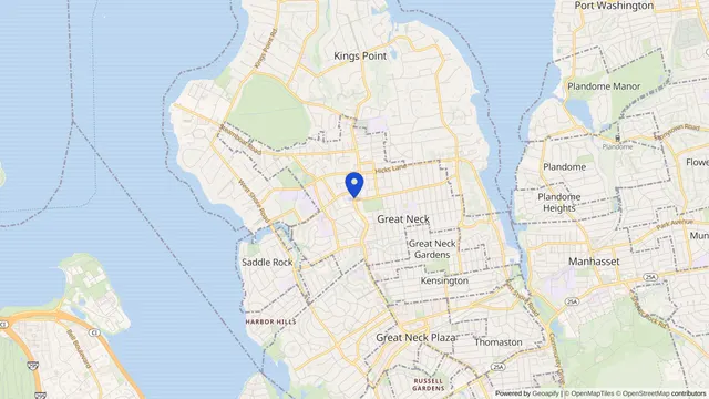 Map showing the location of Great Neck at Great Neck, Nassau County, NY, served by DachiPlus medical transportation.