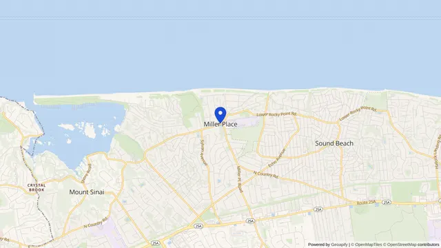 Mapa que muestra la ubicación de Miller Place en Miller Place, Condado de Suffolk, NY — DachiPlus ofrece transporte médico aquí.