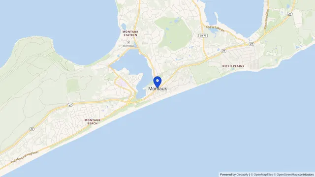 Mapa que muestra la ubicación de Montauk en Montauk, Condado de Suffolk, NY — DachiPlus ofrece transporte médico aquí.