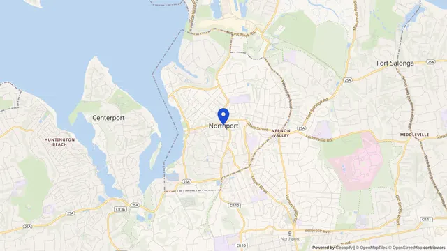 Mapa que muestra la ubicación de Northport en Northport, Condado de Suffolk, NY — DachiPlus ofrece transporte médico aquí.
