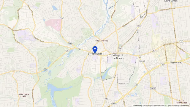 Mapa que muestra la ubicación de Smithtown en Smithtown, Condado de Suffolk, NY — DachiPlus ofrece transporte médico aquí.