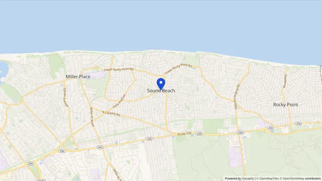 Mapa que muestra la ubicación de Sound Beach en Sound Beach, Condado de Suffolk, NY — DachiPlus ofrece transporte médico aquí.