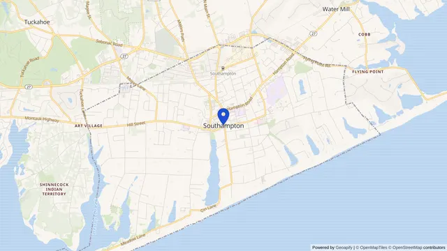 Mapa que muestra la ubicación de Southampton en Southampton, Condado de Suffolk, NY — DachiPlus ofrece transporte médico aquí.