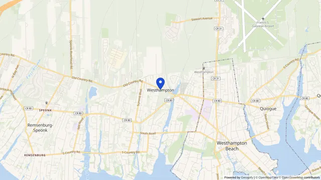 Mapa que muestra la ubicación de Westhampton en Westhampton, Condado de Suffolk, NY — DachiPlus ofrece transporte médico aquí.